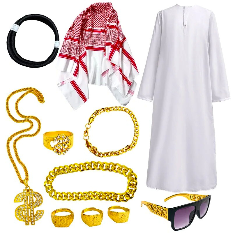 Men Accessories Kit - Biała szata arabskiego księcia dla mężczyzn,