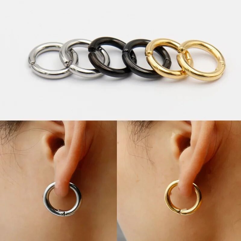 Men Accessories Earrings - 2/6 sztuk fałszywe kolczyki Huggie Hoop