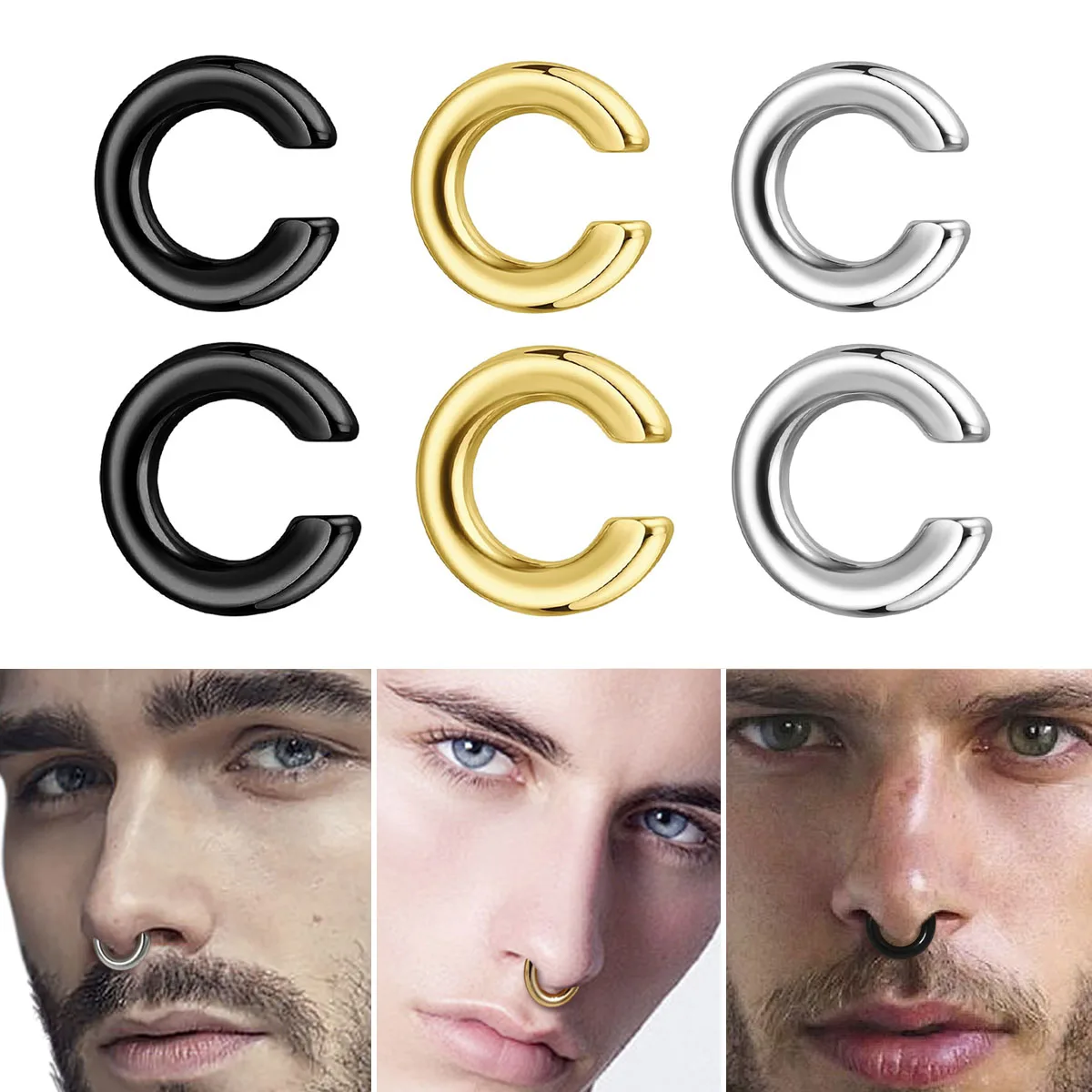 Men Accessories Earrings - 1 szt. Przesadzony pierścień do nosa